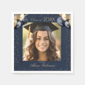 Blue Gold Balloon Glitter Graduation Party Photo Serviette (Vorderseite)