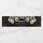 Blue Gold Balloons zum 80. Geburtstag Wasserflaschenetikett (Einzelnes Label)