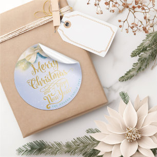 Blue Gold Band Weihnachtsgeschenk Neues Jahr Gruß Runder Aufkleber