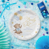 Blue Gold Bär mit Balloons Clouds Stars Boy Baby Pappteller (Party)