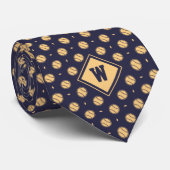 Blue Gold Baseball Icon Necktie Krawatte (Gerollt)