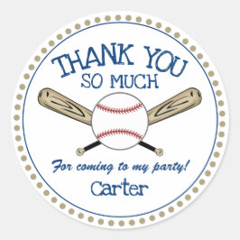 Blue|Gold Baseball Thema Vielen Dank Runder Aufkleber