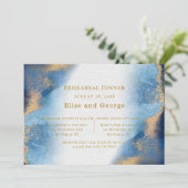 Blue Gold Beach Agate Geometric Probe Dinner Einladung (Stehend Vorderseite)