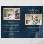 Blue & Gold Beerdigung Programm | Dienstplan (Vorderseite)