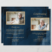 Blue & Gold Beerdigung Programm | Dienstplan (Vorne/Hinten)