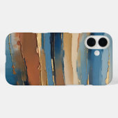 Blue gold beige and bronze textured stripes Case-Mate iPhone hülle (Rückseite (Horizontal))