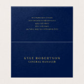 Blue Gold Beruflich Trendname Visitenkarten (Außenseite Aufgefaltet)