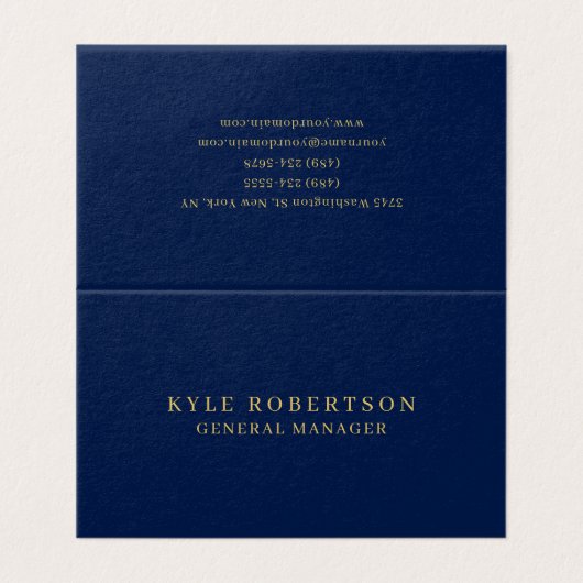 Blue Gold Beruflich Trendname Visitenkarten (Außenseite Aufgefaltet)
