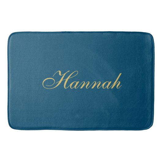Blue Gold Beruflich Trendy Minimalistisch Name Badematte (Vorderseite)