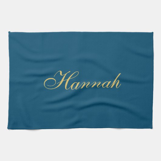 Blue Gold Beruflich Trendy Minimalistisch Name Geschirrtuch (Horizontal)
