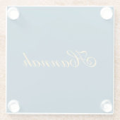 Blue Gold Beruflich Trendy Minimalistisch Name Glasuntersetzer (Rückseite)