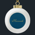 Blue Gold Beruflich Trendy Minimalistisch Name Keramik Kugel-Ornament<br><div class="desc">Erleben Sie dieses moderne,  elegante Design. Diese Vorlage kann an alle beruflichen Beruf angepasst werden.</div>