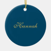 Blue Gold Beruflich Trendy Minimalistisch Name Keramik Ornament (Vorne)