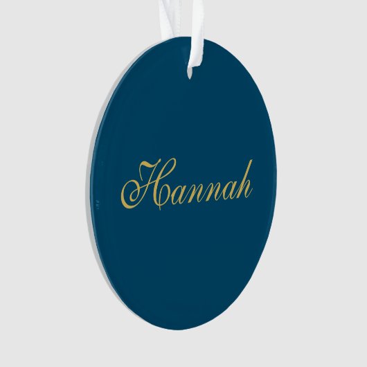 Blue Gold Beruflich Trendy Minimalistisch Name Ornament (Vorderseite)