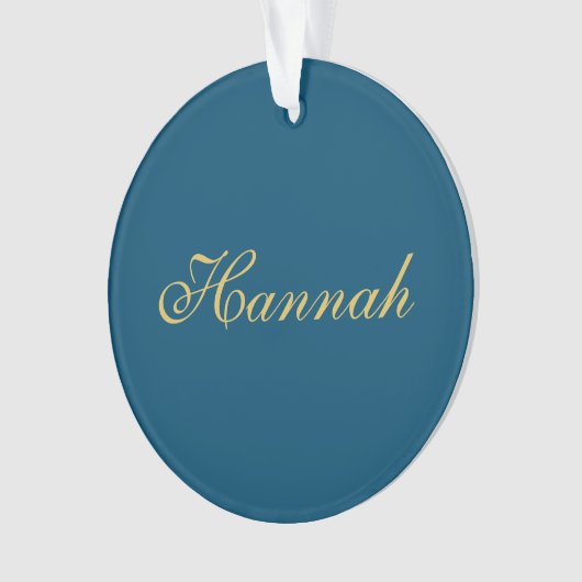 Blue Gold Beruflich Trendy Minimalistisch Name Ornament (Vorderseite)