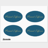 Blue Gold Beruflich Trendy Minimalistisch Name Ovaler Aufkleber (Blatt)
