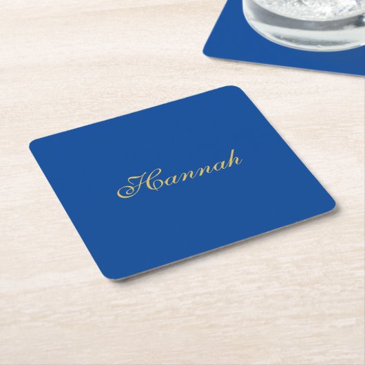 Blue Gold Beruflich Trendy Minimalistisch Name Rechteckiger Pappuntersetzer (angewinkelt)