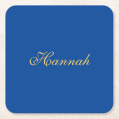 Blue Gold Beruflich Trendy Minimalistisch Name Rechteckiger Pappuntersetzer (Vorderseite)