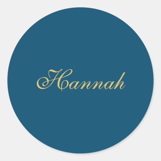 Blue Gold Beruflich Trendy Minimalistisch Name Runder Aufkleber (Vorderseite)