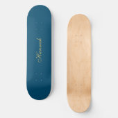 Blue Gold Beruflich Trendy Minimalistisch Name Skateboard (Vorderseite)