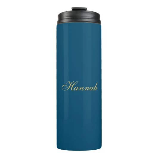 Blue Gold Beruflich Trendy Minimalistisch Name Thermosbecher (Vorderseite)