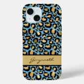 Blue Gold Black Leopard Print mit Ihrem Namen Case-Mate iPhone Hülle (Rückseite)