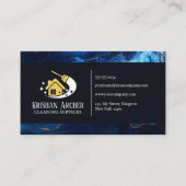 Blue Gold Black Marble House Reinigung Housekeepin Visitenkarte (Vorderseite)