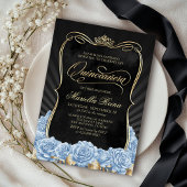 Blue Gold Black Quinceañera Einladung