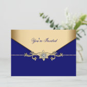 Blue Gold Blue Corporate Party Event Template Einladung (Stehend Vorderseite)