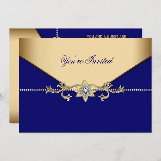 Blue Gold Blue Corporate Party Event Template Einladung (Vorne/Hinten)