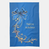 Blue Gold Blume Holiday Kitchtuch Geschirrtuch (Vertikal)