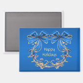 Blue Gold Blume Holiday Magnet (Vorderseite/Rückseite)