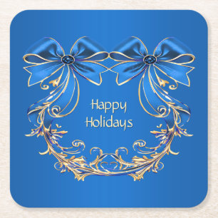 Blue Gold Blume Holiday Paper Untersetzer