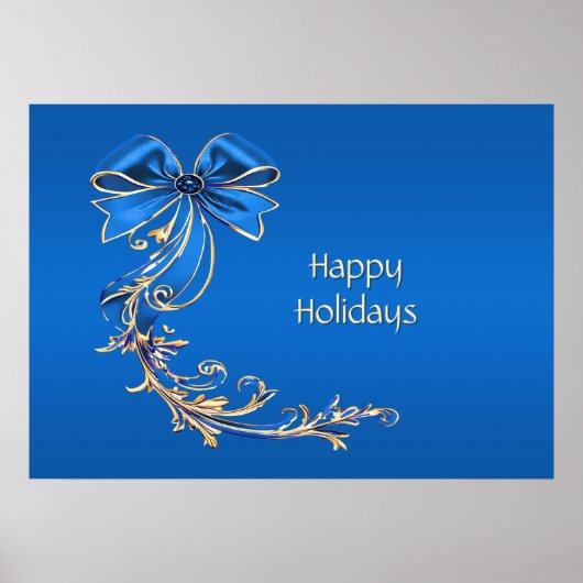 Blue Gold Blume Holiday Poster (Vorne)