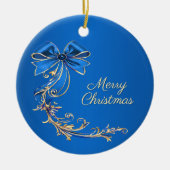 Blue Gold Blume Keramik Ornament (Vorne)