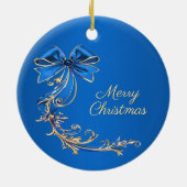 Blue Gold Blume Keramik Ornament (Hinten)