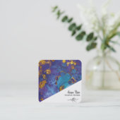 *~* Blue Gold Blumenmarmor Abstrakt Bio Quadratische Visitenkarte (Stehend Vorderseite)