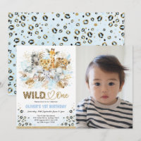 Blue Gold Boho Safari Wild Ein Foto Geburtstag