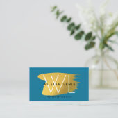 Blue Gold Bold Monogram Modern Minimalistisch Visitenkarte (Stehend Vorderseite)