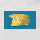 Blue Gold Bold Monogram Modern Minimalistisch Visitenkarte (Vorderseite)