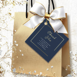 Blue Gold Border Elegante Wedding Vielen Dank Geschenkanhänger