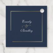 Blue Gold Border Elegante Wedding Vielen Dank Geschenkanhänger (Rückseite)