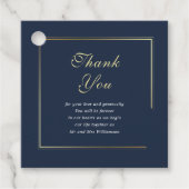 Blue Gold Border Elegante Wedding Vielen Dank Geschenkanhänger (Vorderseite)
