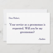 Blue & Gold Bow Werden Sie mein Trauzeuge? Einladung (Rückseite)