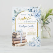 Blue Gold Boy Storybook Theme Baby Dusche Einladung (Stehend Vorderseite)