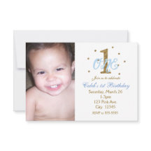 Blue & Gold Boys 1. Geburtstag Party Foto