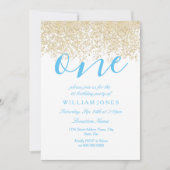 Blue Gold Boys 1. Geburtstag Party laden Einladung (Vorderseite)