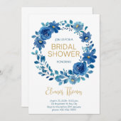 Blue Gold Brautparty Einladung (Vorne/Hinten)