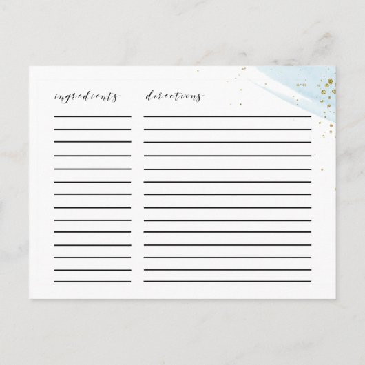 Blue & Gold Brautparty Rezeptionskarten für Wasser Postkarte (Rückseite)