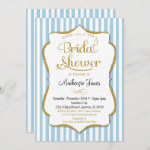Blue Gold Bridal Dusche Einladung Pastellblau (Vorne/Hinten)